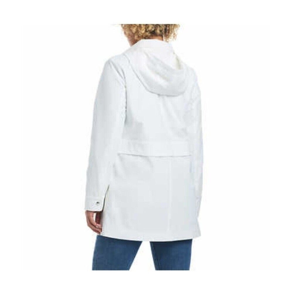 NWT Vince Camuto Womens Chic Hooded Rain Jacket Water Wind Resistant White, M - Picture 3 of 9